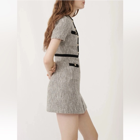 Maje Rinie Contrast Trimmed Tweed Mini Dress - Picture 2 of 3